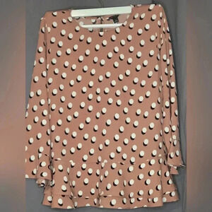 Ann Taylor Polka Dot Ruffle Hem Blouse - Size MEDUIM